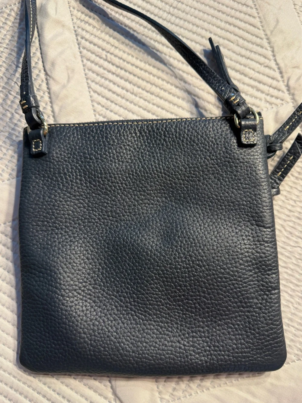 Dooney & Bourke Small Black Crossbody Bag - Classic Leather w/3 Zip Pockets